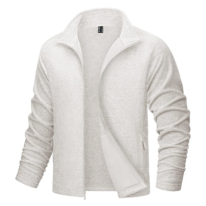 MAGCOMSEN Men's Lightweight Fleece Jacket with Full Zip and Stand Collar