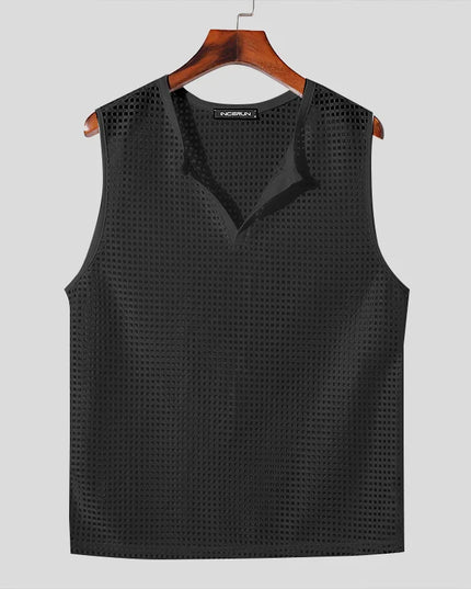 Men's Mesh V-Neck Transparent Tank Top