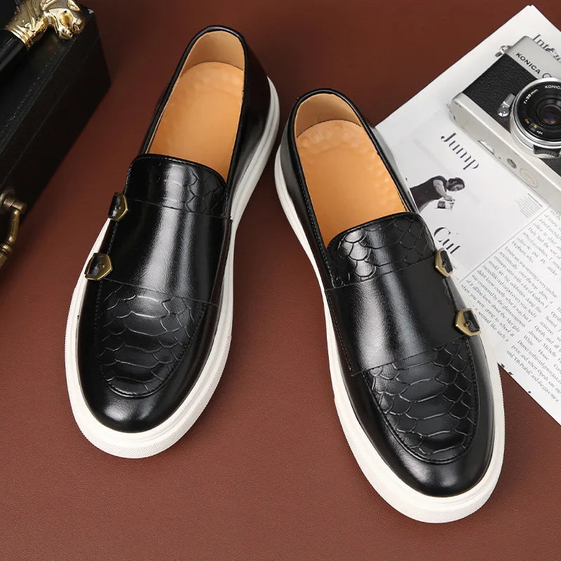 Men's Casual Faux Leather Loafers - Slip-On Dress Shoes for Men