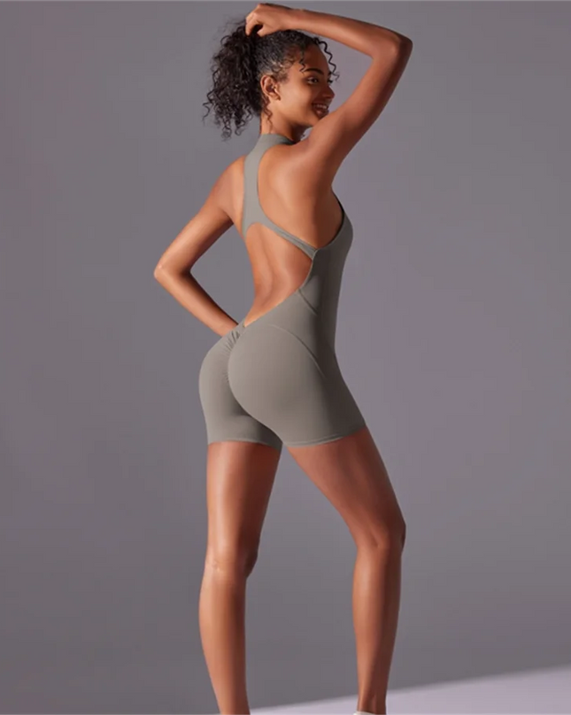Women's Fitted Zippered Sports Unitard - High-Performance Athletic Jumpsuit for Women