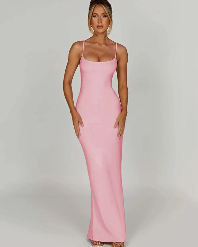 Women's Backless Maxi Dress with Spaghetti Straps by Mozision