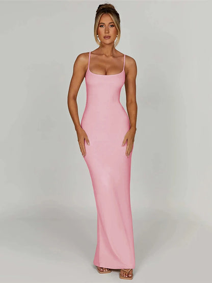 Women's Backless Maxi Dress with Spaghetti Straps by Mozision