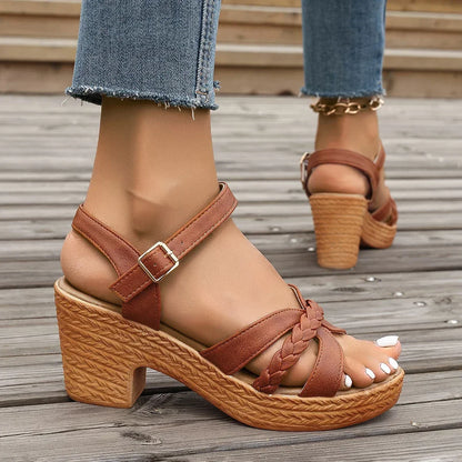 Lightweight Women's High Heeled Sandals with Ankle Buckle