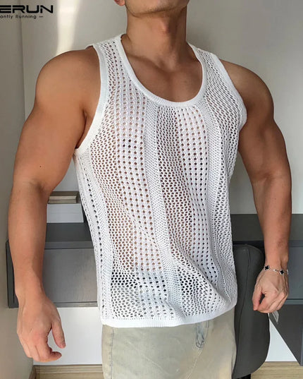 Incerun Men's Mesh Transparent Tank Top