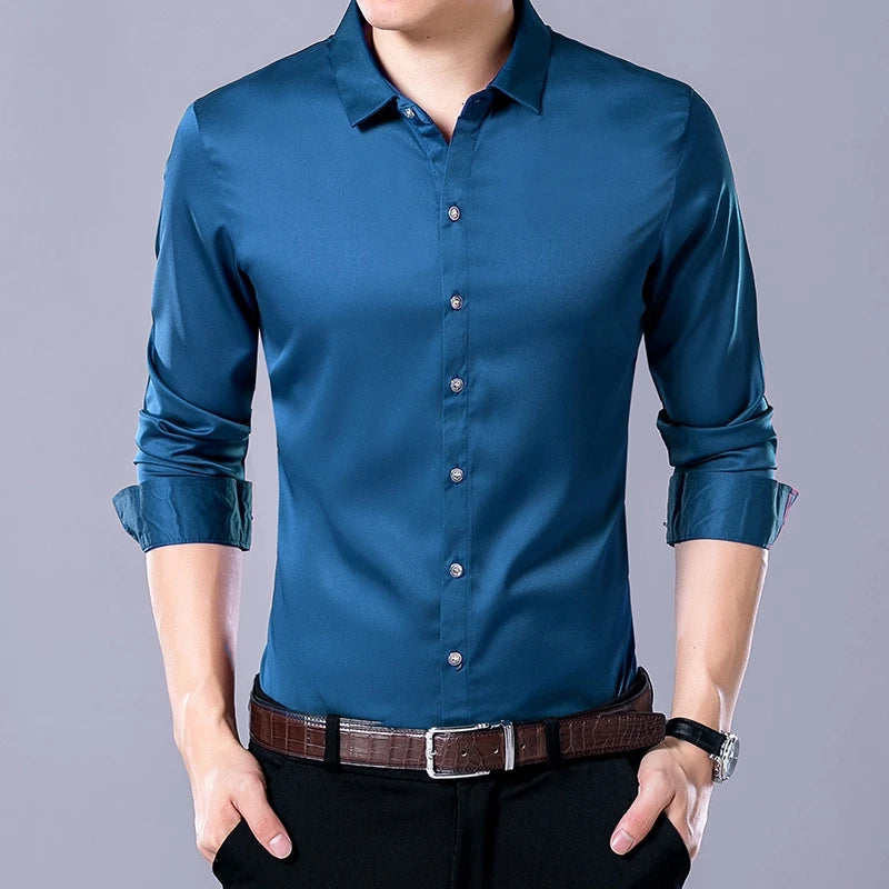 Men's Long Sleeve Slim Fit Shirt - Various Colors