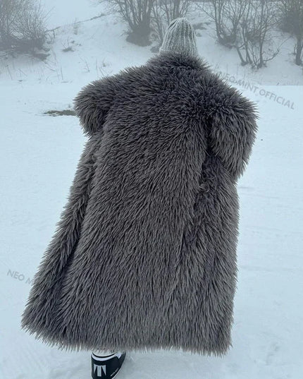 Women's Extra Long Faux Fur Overcoat