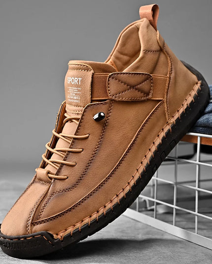 Men's Casual Shoes - Fashionable Solid Faux Leather Footwear