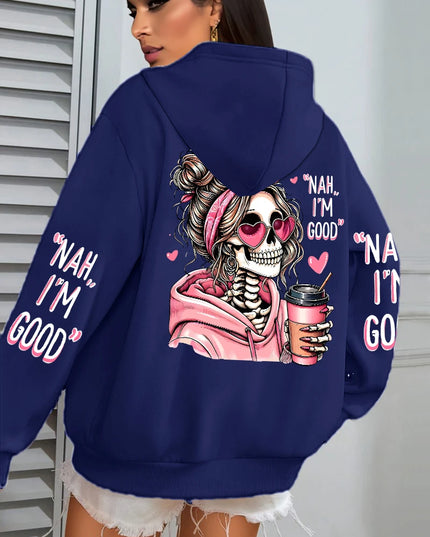 Women's "Expensive Talks Back" Printed Hoodie Sweater - Loose Fit