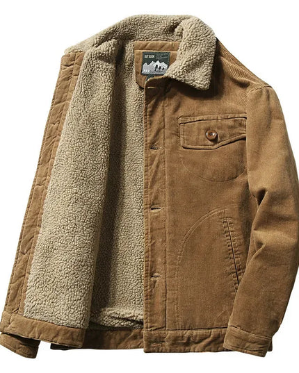 Brown jacket with sherpa lining on a white background