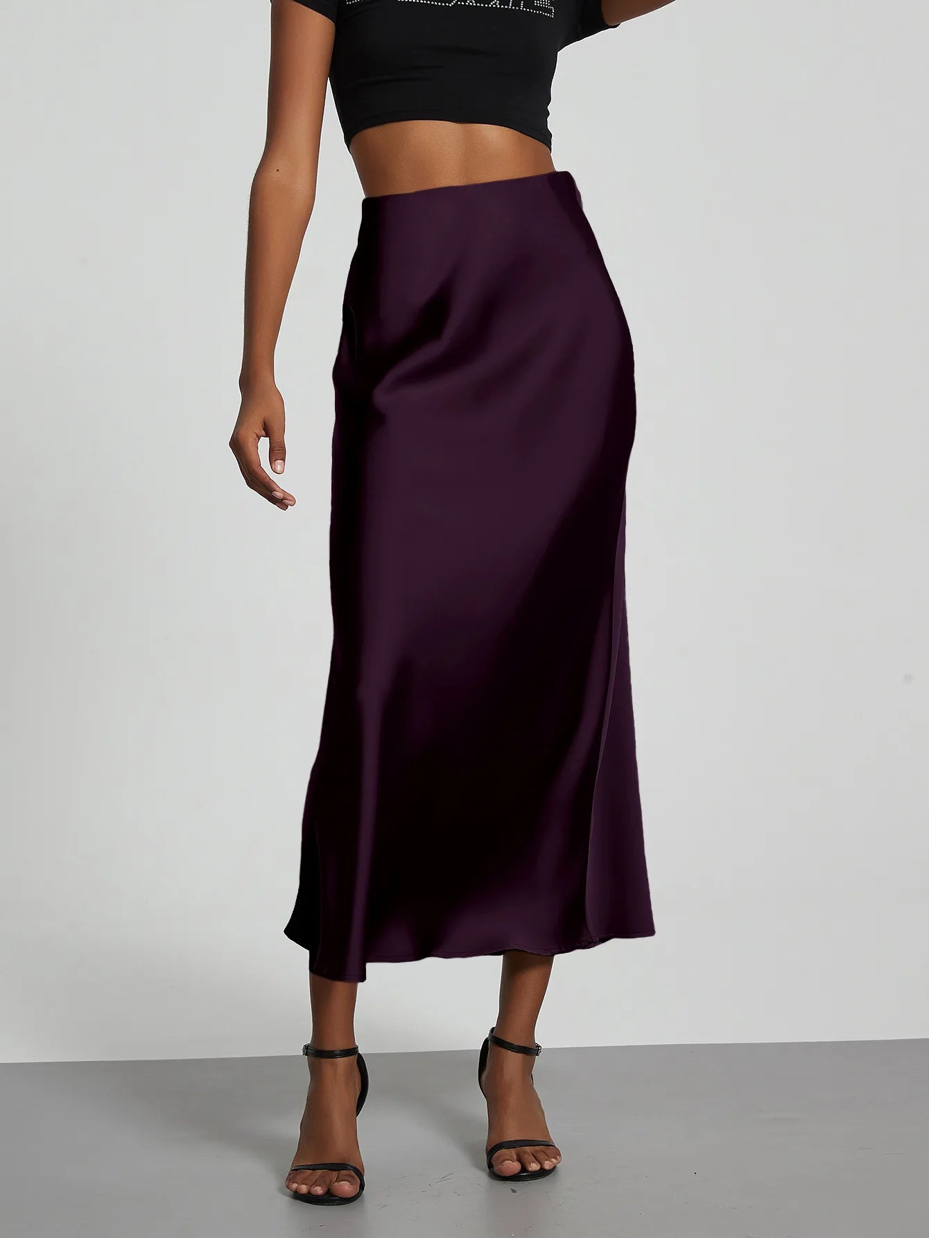 Women's Sophisticated High-Waisted Satin Maxi Skirt
