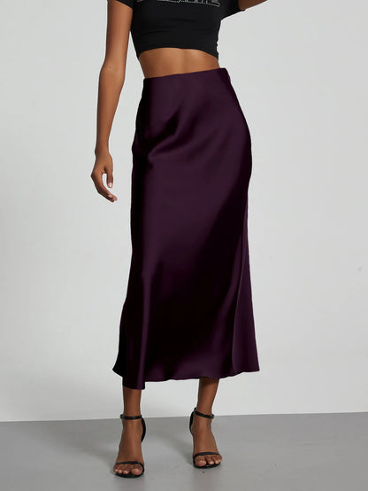 Women's Sophisticated High-Waisted Satin Maxi Skirt