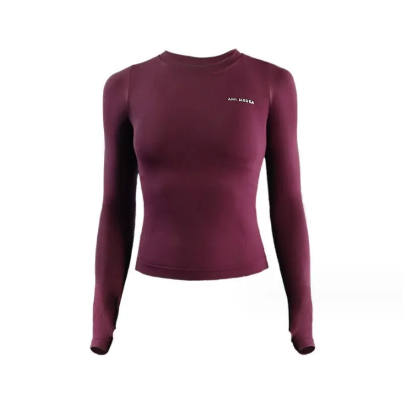 Women's Long Sleeve Compression Sweater Top – Breathable, Slimming, Athletic Fit for Activewear
