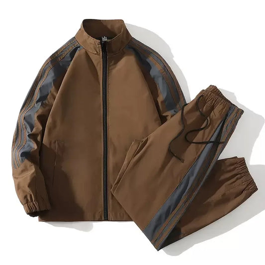 Men's Casual 2-Piece Zipper Jacket and Jogger Pants Set - Loose Fit Sportswear for Men