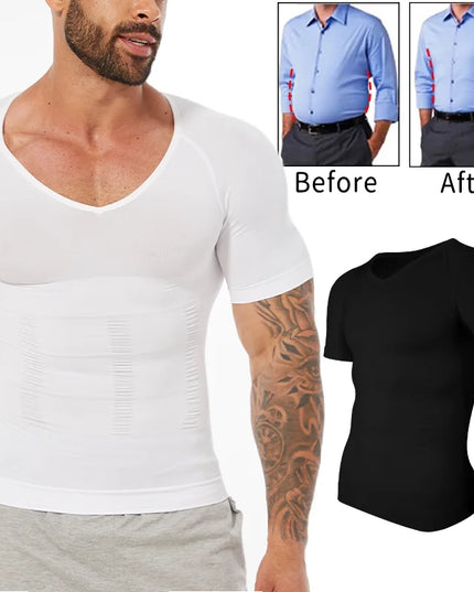 Men's Compression Body Shaper T-Shirt – Slimming, Muscle-Enhancing, Body Shaper for Men