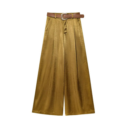TRAF Women’s Baggy Belt Pants - Wide-Leg Casual Trousers for Women