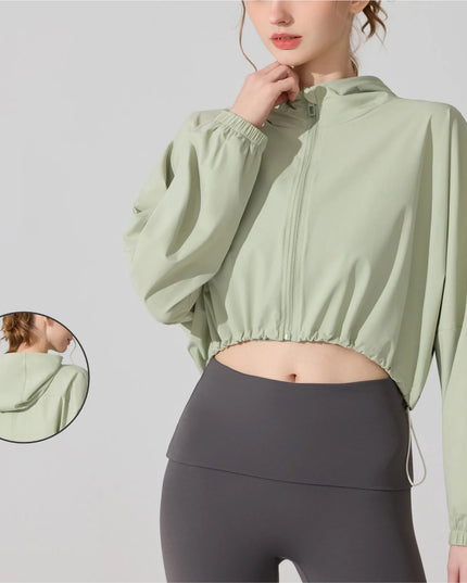 Women's Activewear Cropped Jacket - Breathable & Quick-Drying