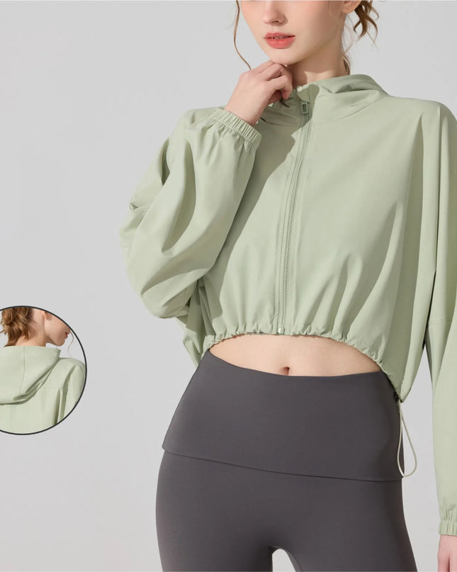 Women's Activewear Cropped Jacket - Breathable & Quick-Drying