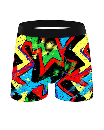 5-Pack Men's Soft Boxer Briefs with Long Graffiti Print