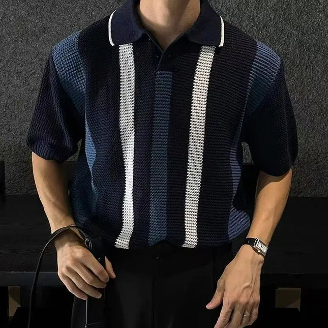 Men's Loose Breathable Knitted Polo T-Shirt