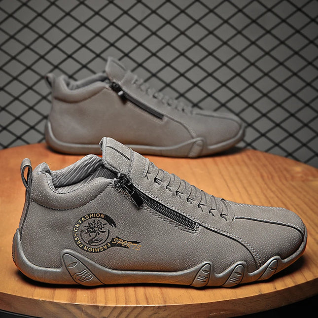 Men's Casual Flat Bottom Sneakers with Side Zipper – Stylish & Comfortable Men's Sneakers