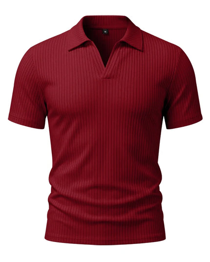 Men's Slim-Fit Knitted V-Neck Short-Sleeve Breathable T-Shirt