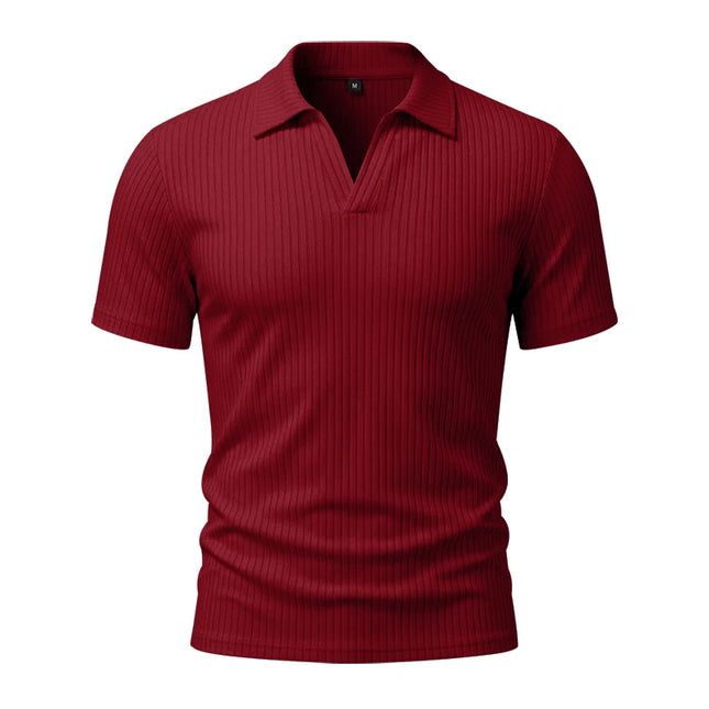 Men's Slim-Fit Knitted V-Neck Short-Sleeve Breathable T-Shirt