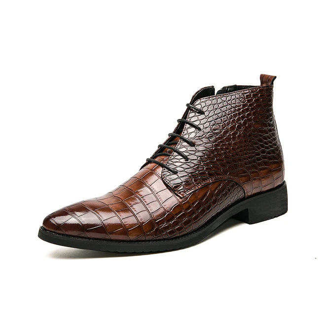 Low Heel Lace-Up Men's Leather Boots