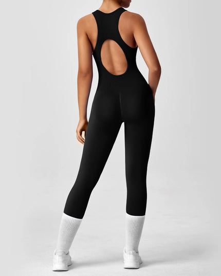 One-Piece Seamless Yoga Bodysuit with V-Back for Women