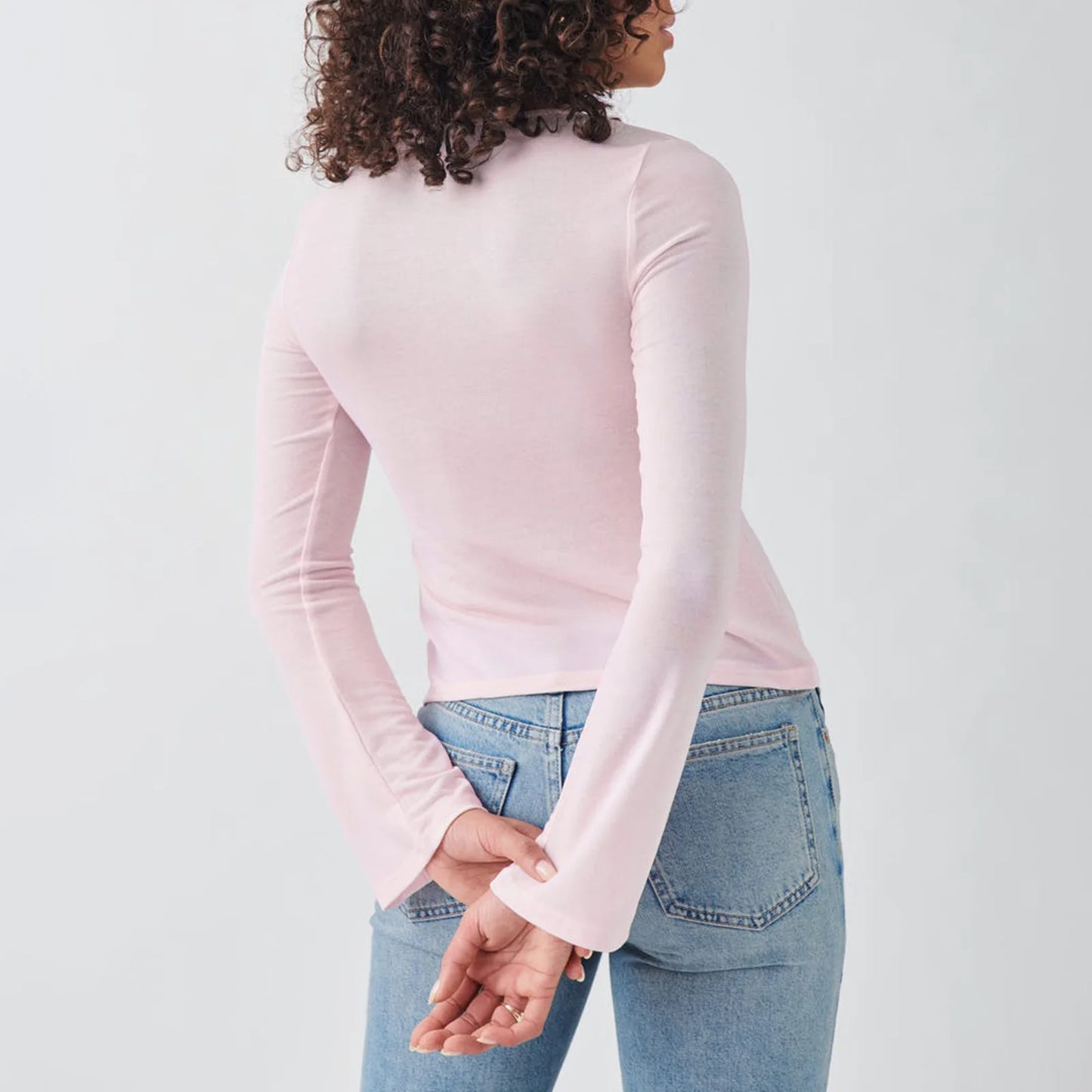 Women's Long Sleeve V-Neck Tie-Front Blouse