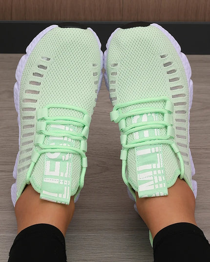 Regenerate Delete Women's Breathable Knitted Mesh Sneakers - Lightweight Lace up Shoes