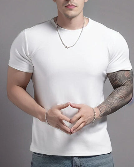 Men's Short Sleeve T-Shirt with Half High Collar – Slim Fit Casual Top for Men