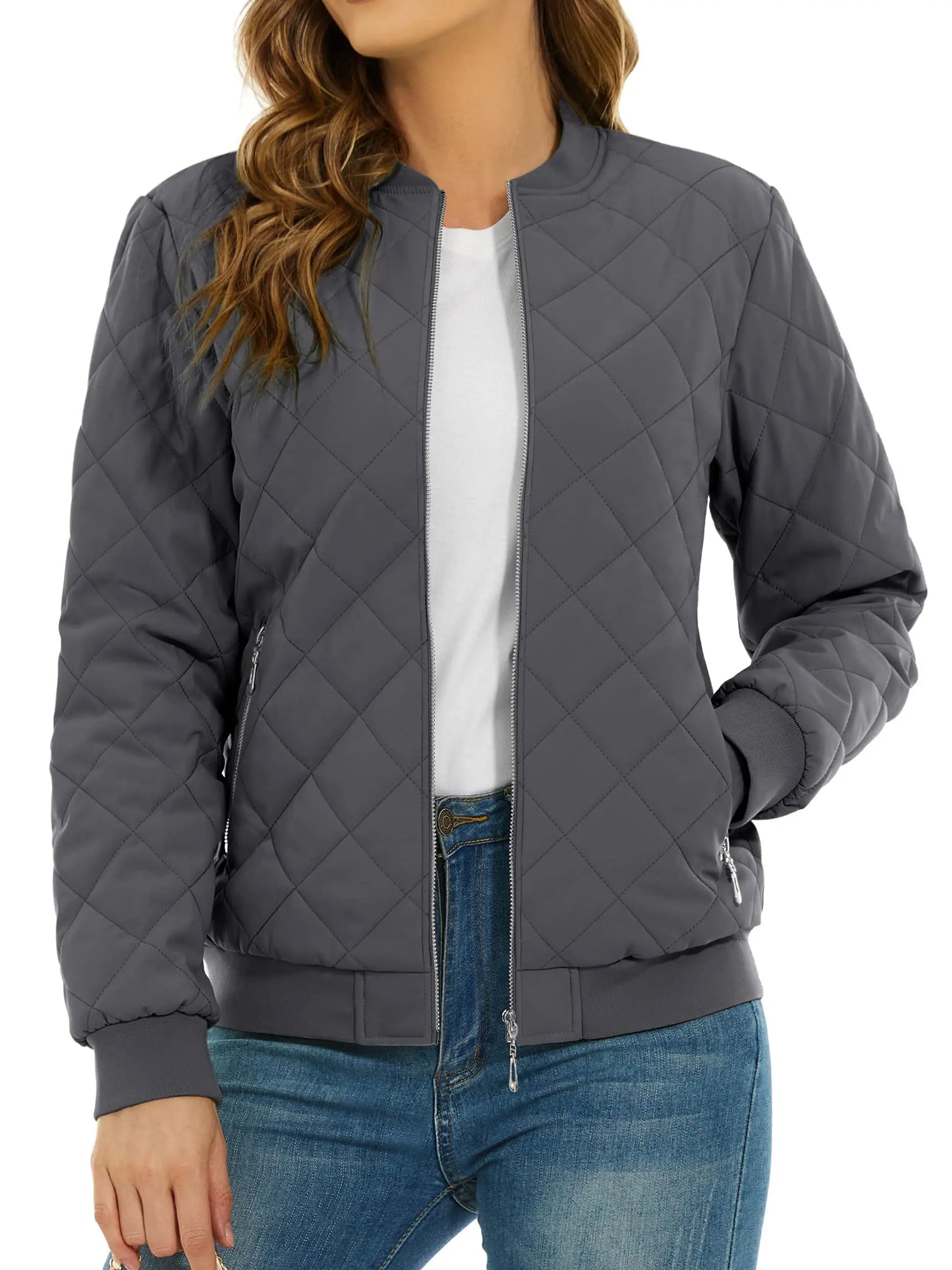 TACVASEN Women's Padded Warm Jacket – Diamond Quilted Zip-Up Winter Coat