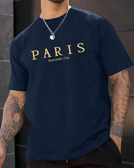"Paris" Graphic Print Loose Fit T-Shirt For Men