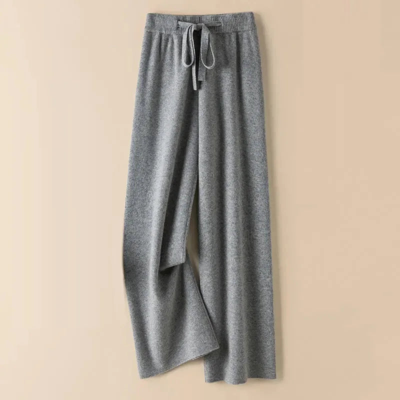 Women's High Waist Thick Knitted Soft Elastic Straight Sweatpants
