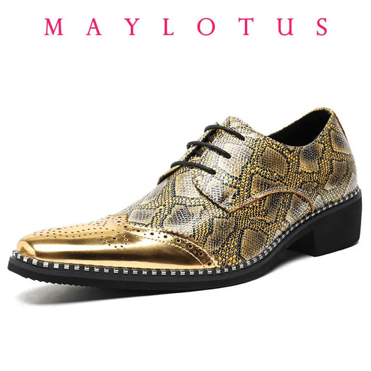 Maylotus Men's Faux Snakeskin Leather Dress Shoes