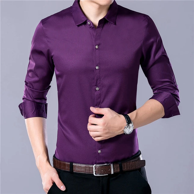 Men's Long Sleeve Slim Fit Shirt - Various Colors