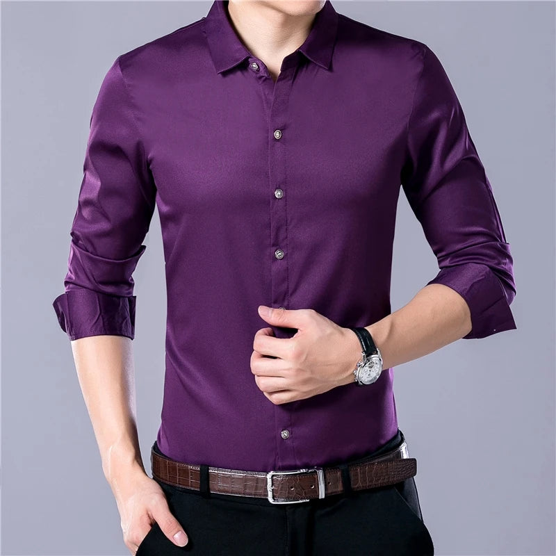 Men's Long Sleeve Slim Fit Shirt - Various Colors
