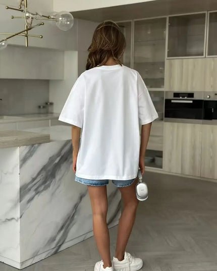 Women's Casual Loose Fit Pure Cotton Rasp Print T-Shirt