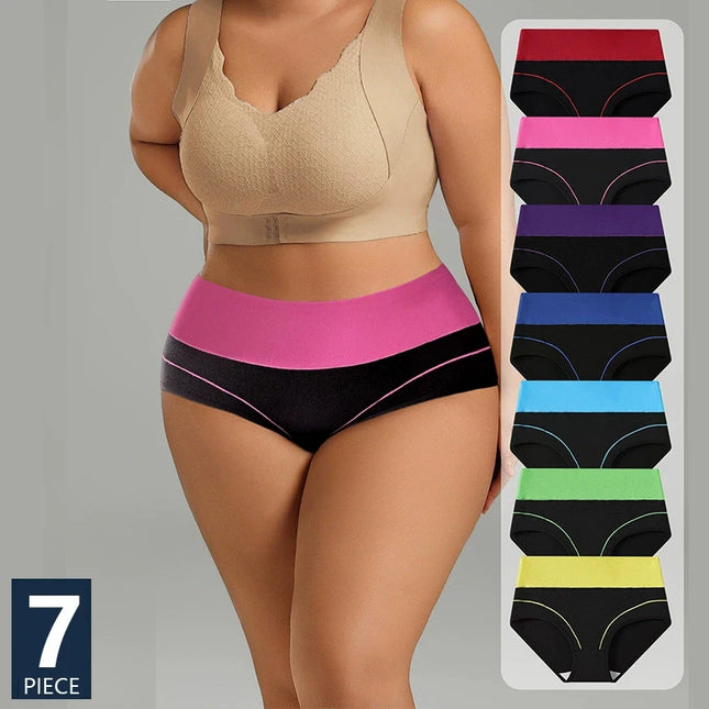 7-Piece High-Waist Body Shaper Cotton Briefs for Women, Slimming & Breathable