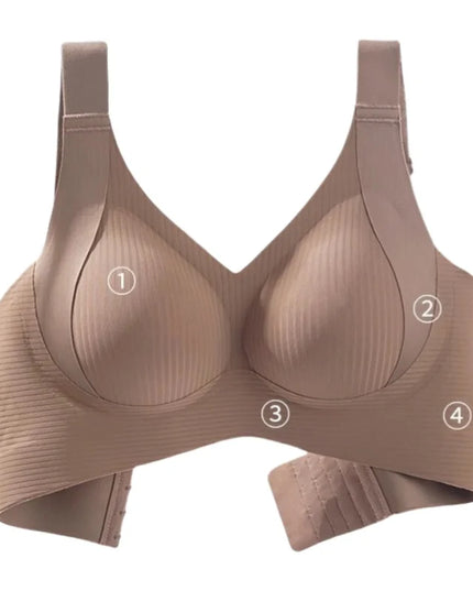 3-Piece Women's Non-Wire Push-Up Bra Set with Seamless Ribbed Design