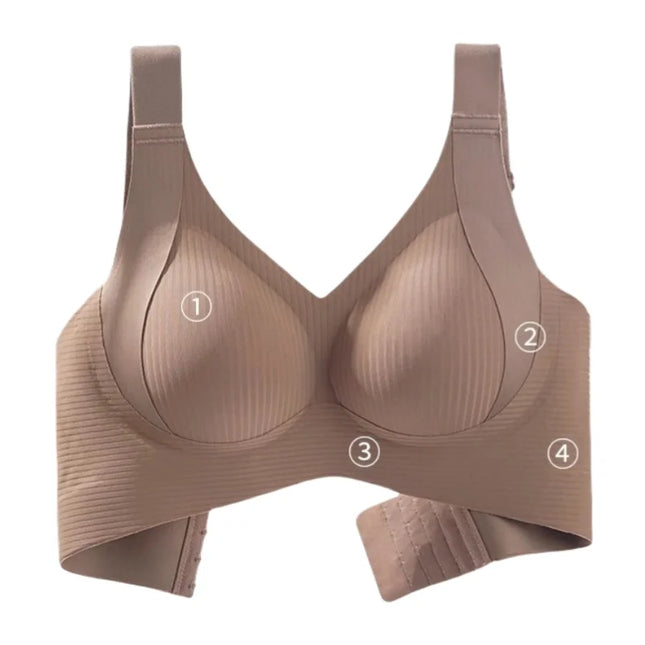 3-Piece Women's Non-Wire Push-Up Bra Set with Seamless Ribbed Design