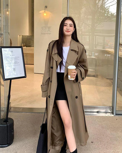 Vintage Elegant Women's Long Trench Coat
