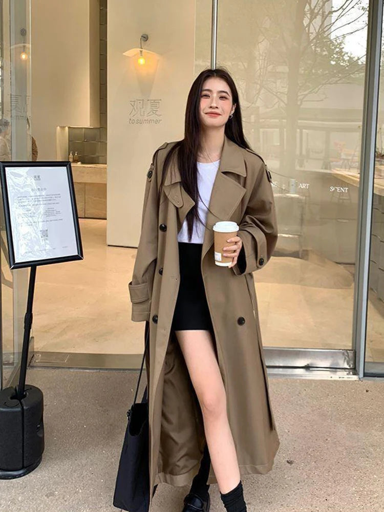 Vintage Elegant Women's Long Trench Coat