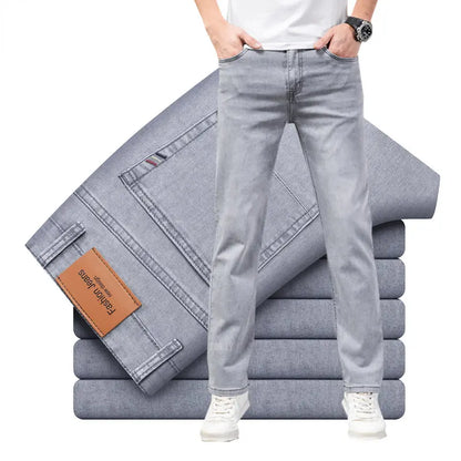 Straight Stretch Denim Men's High-Waist Jeans 