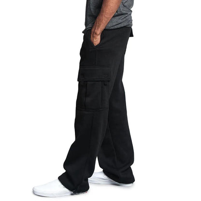 Men's Oversized Straight Fit Sweatpants with Drawstring & Multiple Pockets