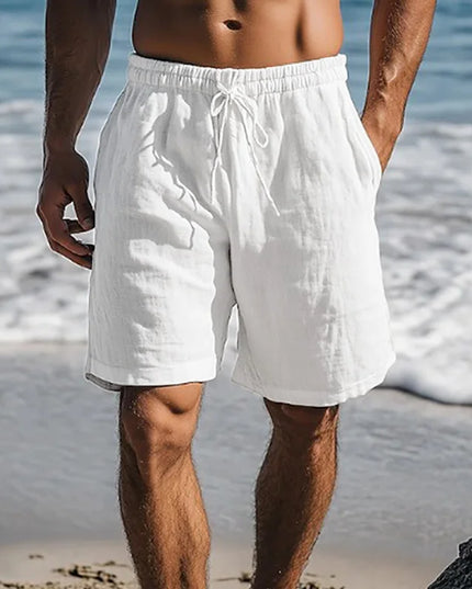 Men's Cotton-Linen Breathable Shorts with Elastic Waist