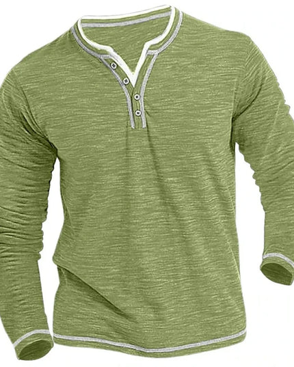 Men's Slim Fit Long Sleeve V-Neck Henley