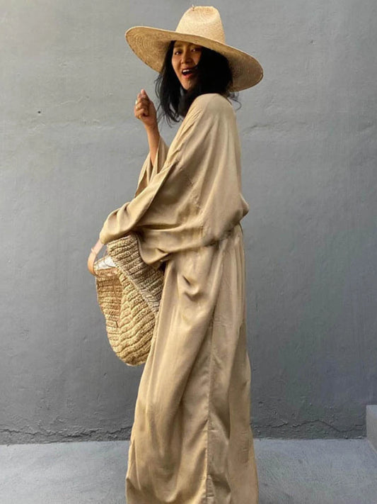 Elegant Belted Wrap Kimono Dress for Women