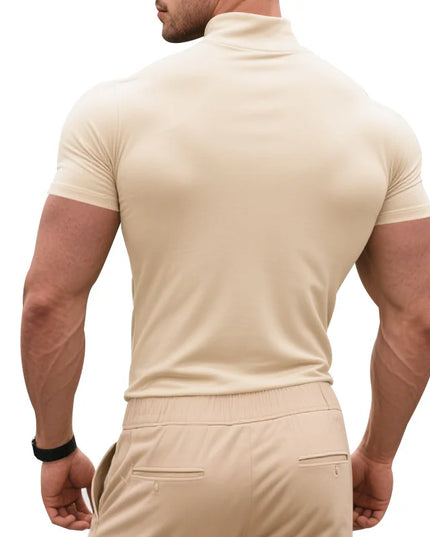 Men's Quick-Dry Half High Collar Short Sleeve Breathable Slim T-Shirt