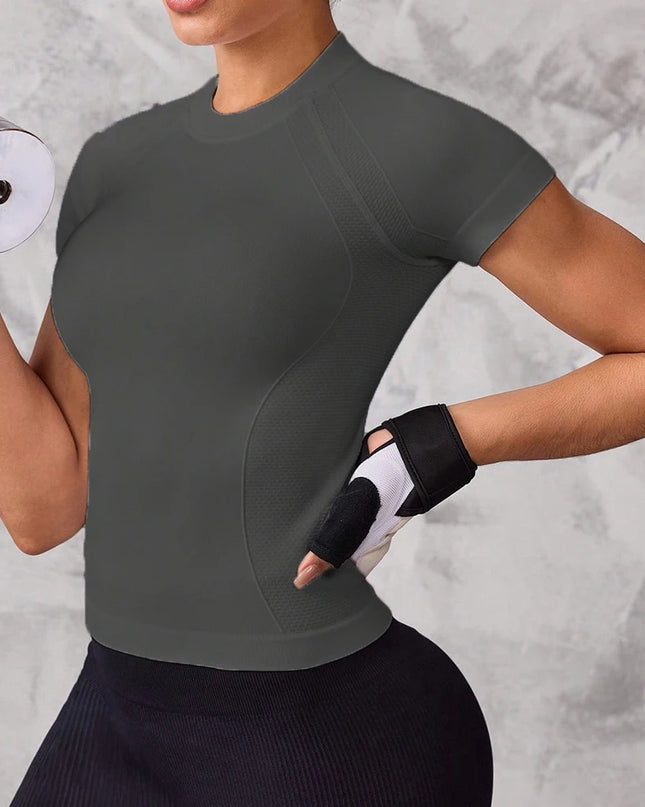 Women's Short-Sleeve Sports Top with Breathable, Quick-Drying Fabric